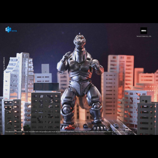 The ultimate anti-Kaiju weapon has arrived! Mechagodzilla from Godzilla vs. Mechagodzilla (1993) joins the Hiya Exquisite Basic series, faithfully capturing its on-screen design with intricate metallic gold paint and screen-accurate details.
Standing 8.2" tall, this articulated figure features multiple joints for dynamic posing. Accessories include a pair of replacement hands and two G-Crusher units, perfect for recreating iconic battle scenes.