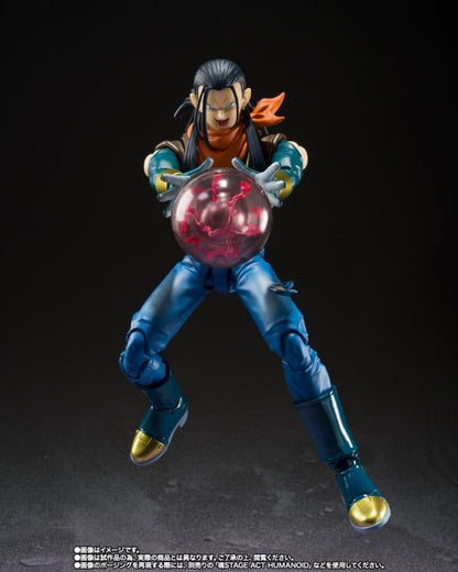 From the popular Dragon Ball GT anime series comes the S.H.Figuarts Super Android 17 action figure by Bandai. This figure features premium articulation to create a variety of fun poses with. Super Android 17 also comes with additional parts to recreate the character's memorable moves from the anime. Be sure to add this figure to your collection!