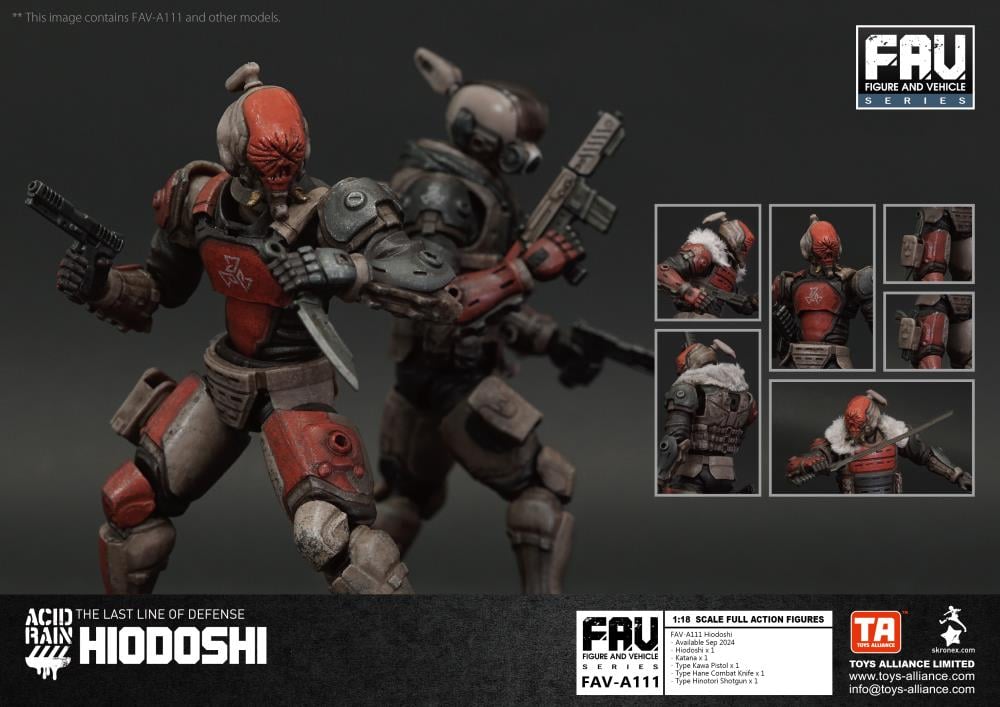 Keiji, known as “Hiodoshi”, is one of the commanders of the Yamato Special Assault Unit, the Red Crow. Known as a master of the Kobudo one-sword style, he is also a specialist in Yabusame - the art of archery while on horseback - in addition to being a highly skilled pilot of the Winder lightweight Synchro exoArmor. His extensive expertise in various forms of combat has earned him the name Hiodoshi - the Red Devil Samurai.