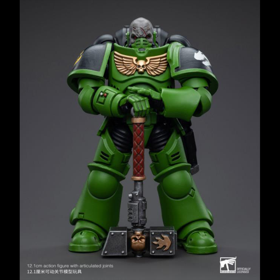 Hailing from a volcanic and unstable world, the Space Marine Chapter of the Salamanders take great care to avoid human casualties during their wars against Chaos. Deeply embedded in the Promeathan Cult, these warriors hone their skills to a lethal edge to protect Humanity. Each figure typically includes interchangeable hands and weapon accessories and stands between 4" and 6" tall. Sergeant Krajax leads his men into the fray as many times as it takes to complete the mission, regardless of casualties.
