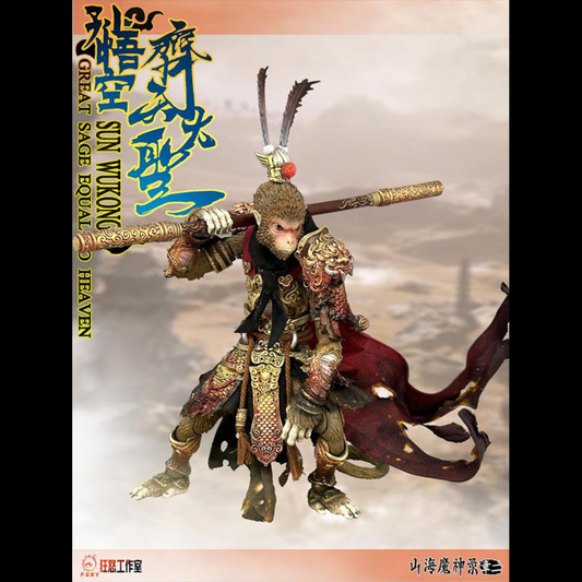 Inspired by the legendary Chinese novel Journey to the West, this Sun Wukong figure is here to add some depth to your 1/12 scale collection!  The Sun Wukong (Great Sage Equal to Heaven) Battle Damaged version action figure is presented in 1/12 scale and features premium detail and articulation for maximum posability. Each figure comes with a wide variety of weapons and accessories.