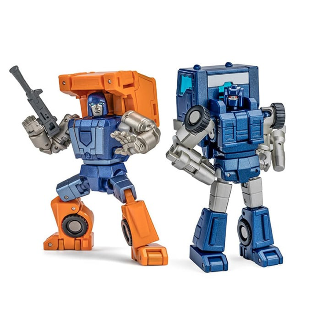 NA H58 Balin & H59 Dwalin are miniature vehicles by Newage that can convert into battle robots. Standing about 2 inches tall in robot mode, these figures come armed with blasters and feature multiple points of articulation. Other figures shown not included (sold separately)