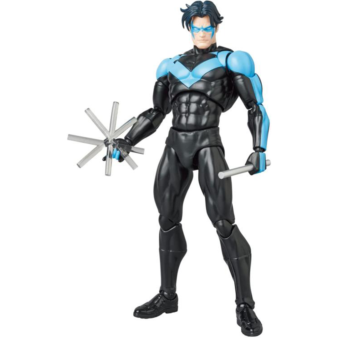 Based on the Batman: Hush story line, the MAFEX Nightwing figure is a fully articulated figure with his iconic black and blue suit. Nightwing features two head sculptsand interchangeable hands for more display options.