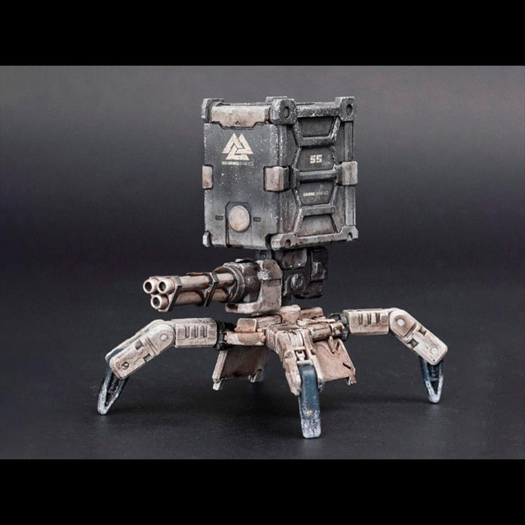 For the most part, the design of the Viking Flea DF3v has remained consistent with other Flea types - it’s scuttling drone legs already being well adapted to the snowy territory of the Tritans. However, the 55th Viking Shield Team were frustrated by its apparent lack of firepower against the rugged mountain marauders, so now the Viking Flea carries both a Gatling Gun as well as a Flamethrower which can be easily interchanged. Handily, the Flea also carries a Anti-Corrosion Transportation Rack for attaching