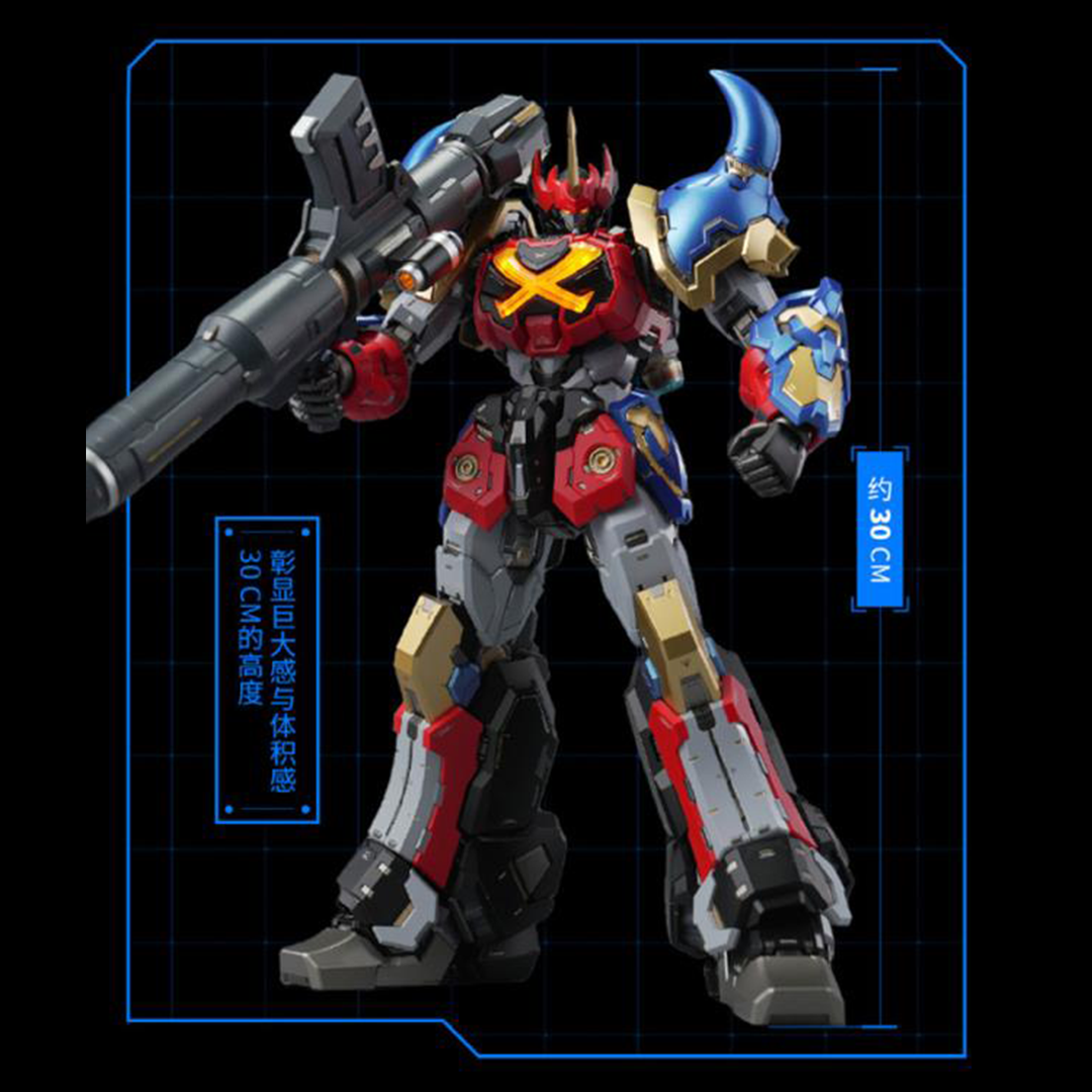 MoShow Toys presents the Noble Class X GoShogun from the Sengoku Majin GoShogun anime! The figure features the mecha's classic weapons from the series as well as a mini-robot figure.