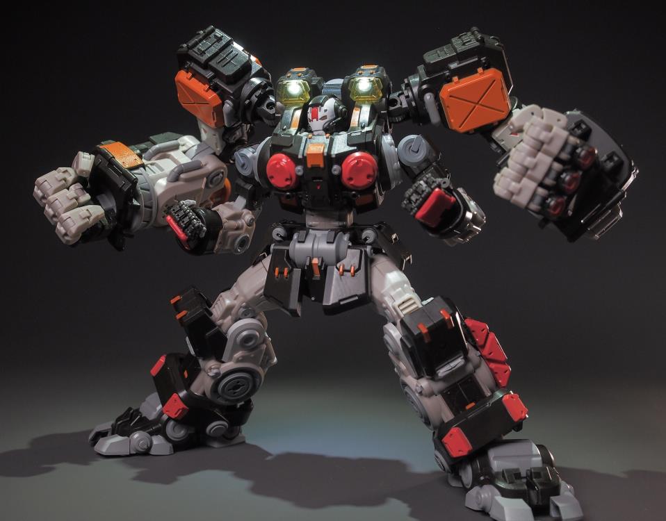 From the graphic novel Astrobots comes a new figure of A-07 Hyperion. The figure stands 8 inches tall and features LED shoulder lights, fully poseable large and small hands, and a highly articulated mechanic body. Hypherion was once the leader of the Taurus class builder robots dispatched to Colony World One. He is an expert in construction, redevelopment and manufacturing.