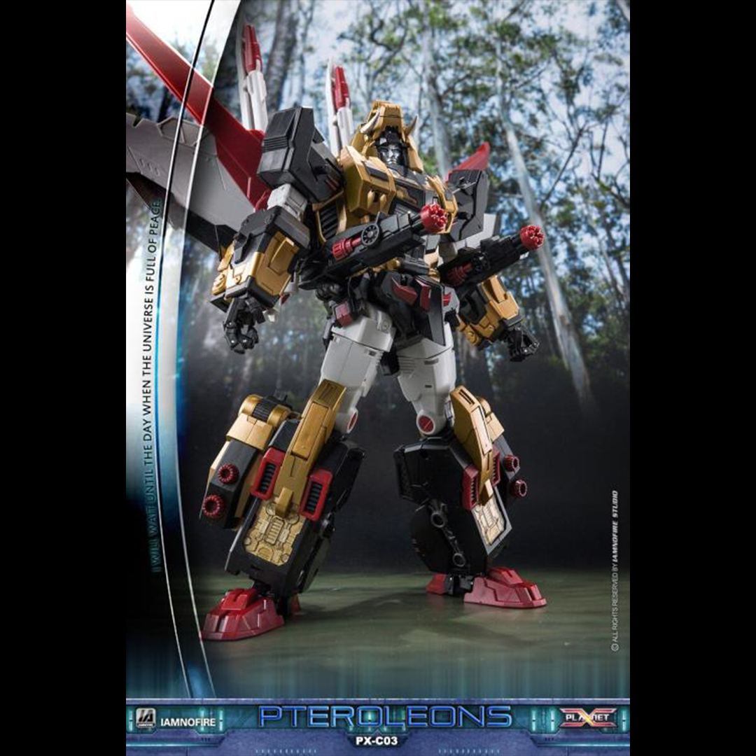 This transforming figure is ready for action! At over 10 inches tall, this figure has three forms: robot, lion and jet, which makes it an epic addition to any collection! Other robot figure shown not included (sold separately)
