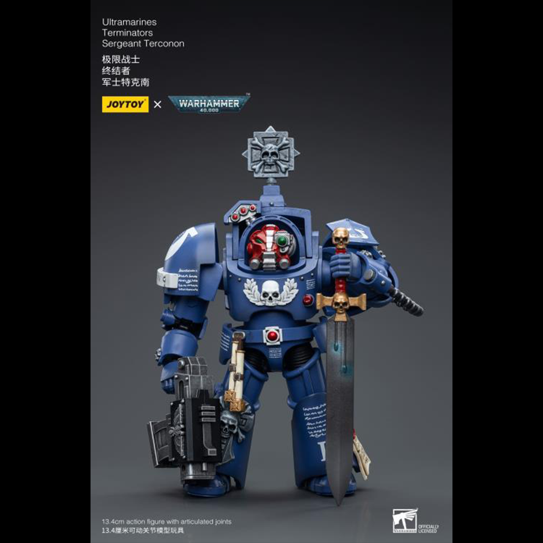 Joy Toy brings the Ultramarines to life with this Warhammer 40K 1/18 scale figure! Highly disciplined and courageous warriors, the Ultramarines have remained true to the teachings of their Primarch Roboute Guilliman for 10,000 standard years. Keeping watch over the Imperium, they personify the very spirit of the Adeptus Astartes. Each figure includes interchangeable hands and weapon accessories and stands between 4" and 6" tall.