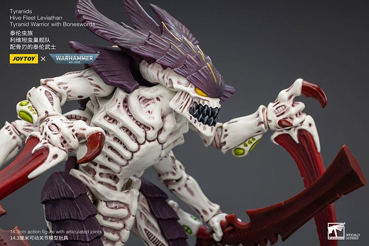 Joy Toy brings the Tyranids to life with this Warhammer 40K 1/18 scale action figure! Storming through the galaxy like a horde of locust, the Tyranids are an insectoid-like race hellbent on consuming all forms of biological matter to grow and evolve. Picking entire worlds clean to grow their innumerable swarms, Humanity is considered nothing but prey to these predators from the stars.