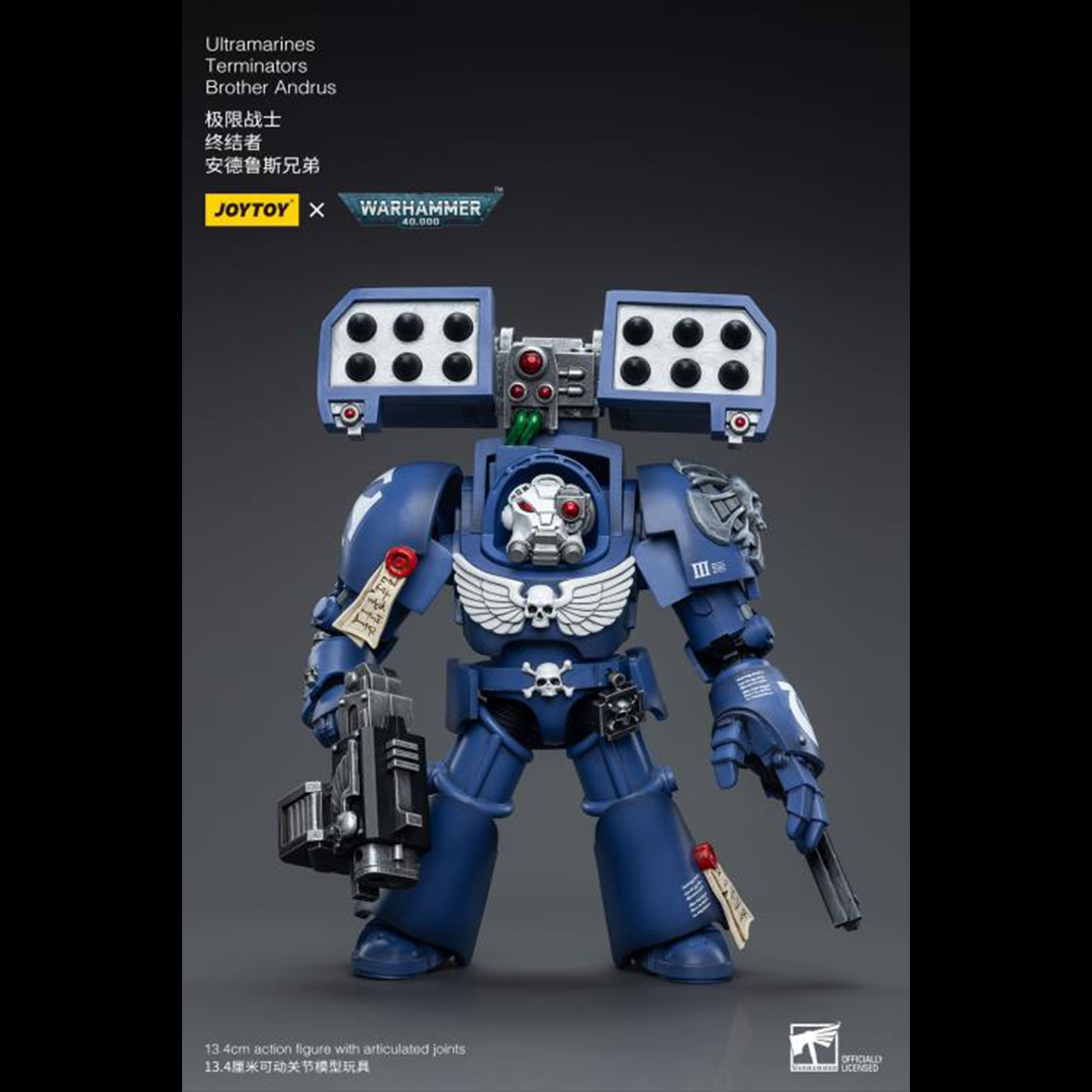 Joy Toy brings the Ultramarines to life with this Warhammer 40K 1/18 scale figure! Highly disciplined and courageous warriors, the Ultramarines have remained true to the teachings of their Primarch Roboute Guilliman for 10,000 standard years. Keeping watch over the Imperium, they personify the very spirit of the Adeptus Astartes. Each figure includes interchangeable hands and weapon accessories and stands between 4" and 6" tall.