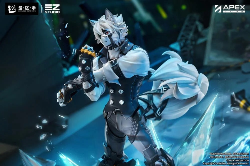 Based on the popular Zenless Zone Zero video game comes the Von Lycaon 1/7 scale figure by Apex Toys! This figure stands an impressive 13 inches in height as it displays Von Lycaon in a popular pose while standing on a themed base. This Victoria Housekeeping member has been brought to life in 3D figure form, with special effort paid to capture the various details of the character's wolf-like aspects and mechanical legs.