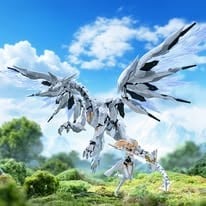 Souling Toys proudly presents the highly anticipated Daytime Meteor model kit. This kit features a dragon and his rider as well short art book featuring the characters and their fantasy world.
Once assembled the dragon is just over 24 inch in length with a wingspan just under 34 inches. The prebuilt diecast joints help to support the giant body. The multi joints in neck and tail provide flexibility for posing. The joint locks located at the wing can keep the wing in place even while extended.