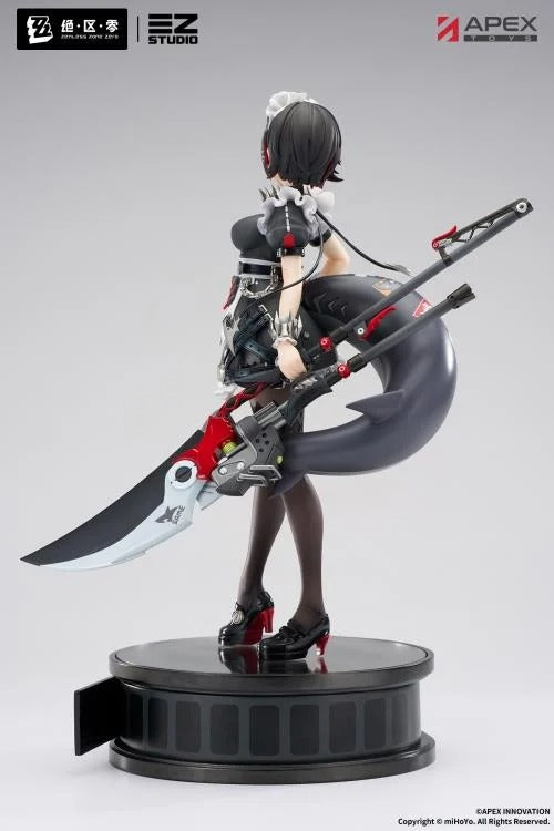 From the popular Zenless Zone Zero video game comes the Ellen Joe 1/7 scale figure by Apex Toys! This impressive figure displays Ellen Joe in her Victoria Housekeeping outfit as she holds her memorable weapon in one hand while in a popular pose. The various details of the character have been captured in 3D figure form, including Ellen's iconic shark tail and love for sweet treats.