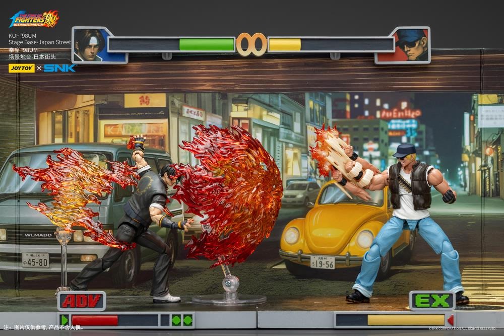 A new fighter is approaching! From the legendary fighting game The King of Fighters '98: Ultimate Match comes a new way to display your favorite heroes and villains duking it out for prizes and glory: the Japan Stage! A diorama base that showcases a busy night street in the middle of a Japanese city, this stage features impressive detailing lifted directly from the game! Get ready for the next round when you order your diorama base today!