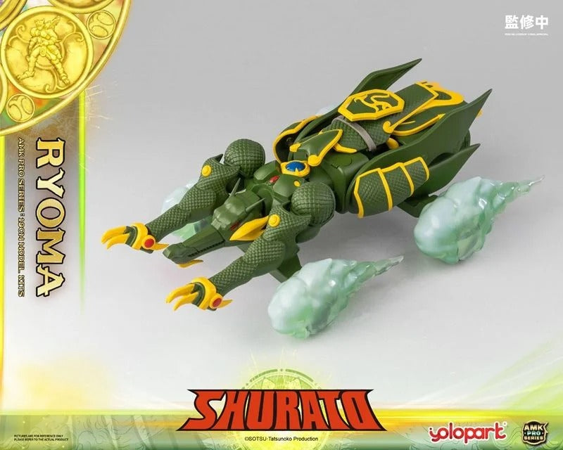 From the classic anime series Legend of Heavenly Sphere Shurato comes a new entry in the popular AMK PRO X series: Ryoma! Featuring a new streamlined design, this model kit includes multiple accessories and armor pieces along with his trademark Mecha vehicle! Don't miss out and order yours today!