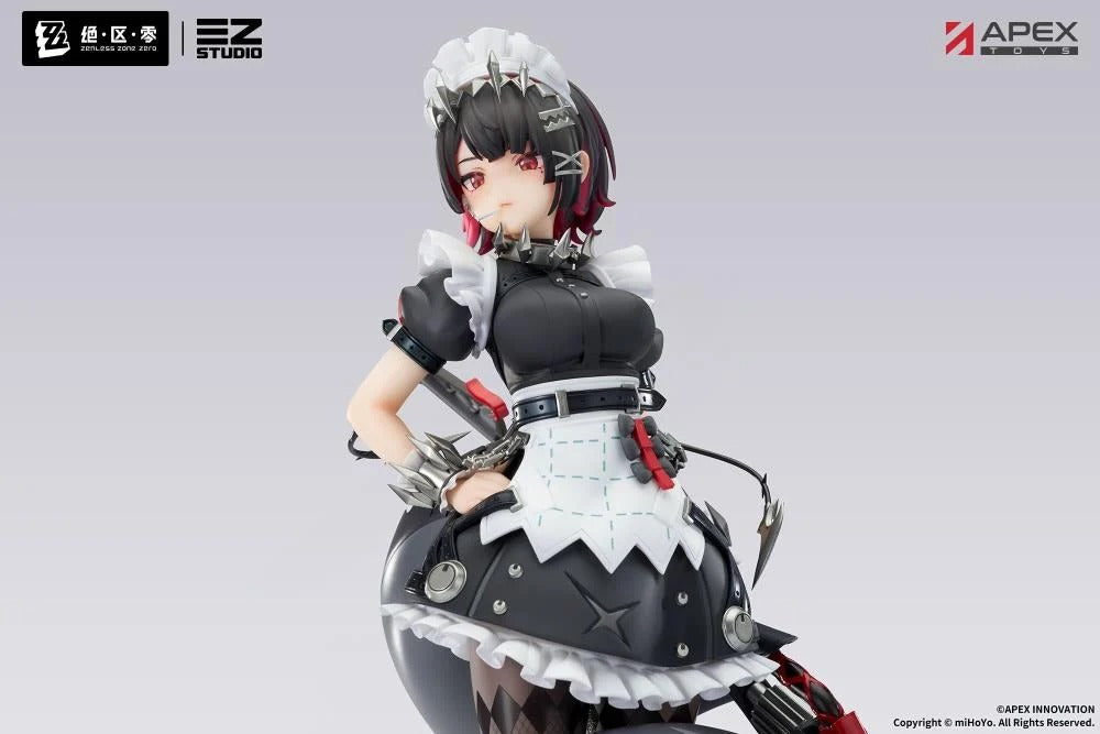 From the popular Zenless Zone Zero video game comes the Ellen Joe 1/7 scale figure by Apex Toys! This impressive figure displays Ellen Joe in her Victoria Housekeeping outfit as she holds her memorable weapon in one hand while in a popular pose. The various details of the character have been captured in 3D figure form, including Ellen's iconic shark tail and love for sweet treats.