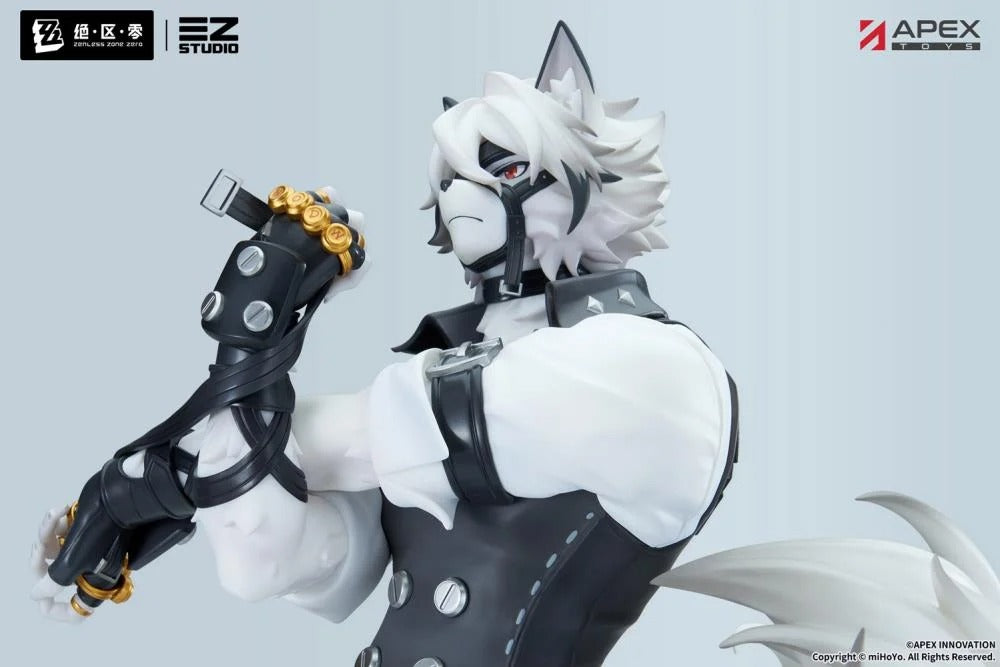 Based on the popular Zenless Zone Zero video game comes the Von Lycaon 1/7 scale figure by Apex Toys! This figure stands an impressive 13 inches in height as it displays Von Lycaon in a popular pose while standing on a themed base. This Victoria Housekeeping member has been brought to life in 3D figure form, with special effort paid to capture the various details of the character's wolf-like aspects and mechanical legs.
