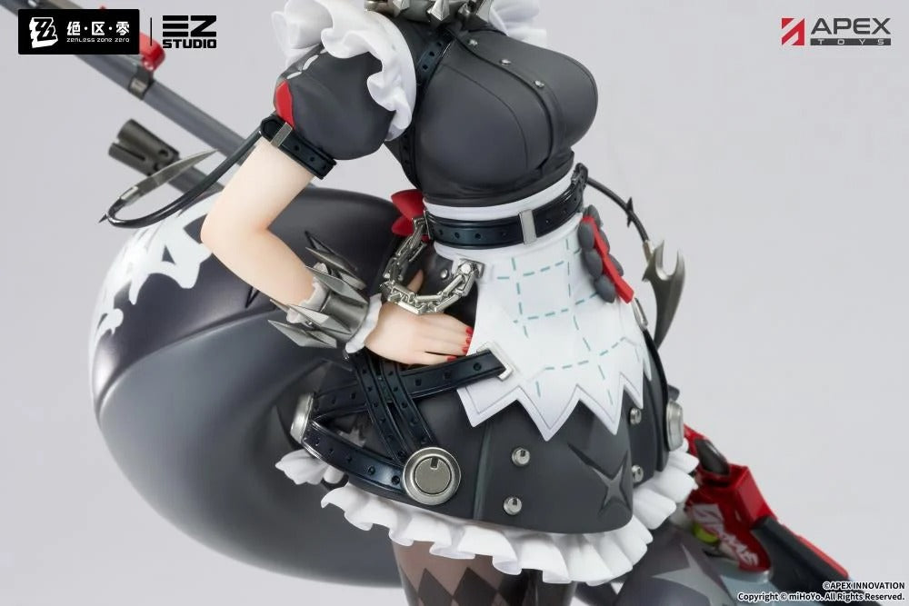 From the popular Zenless Zone Zero video game comes the Ellen Joe 1/7 scale figure by Apex Toys! This impressive figure displays Ellen Joe in her Victoria Housekeeping outfit as she holds her memorable weapon in one hand while in a popular pose. The various details of the character have been captured in 3D figure form, including Ellen's iconic shark tail and love for sweet treats.
