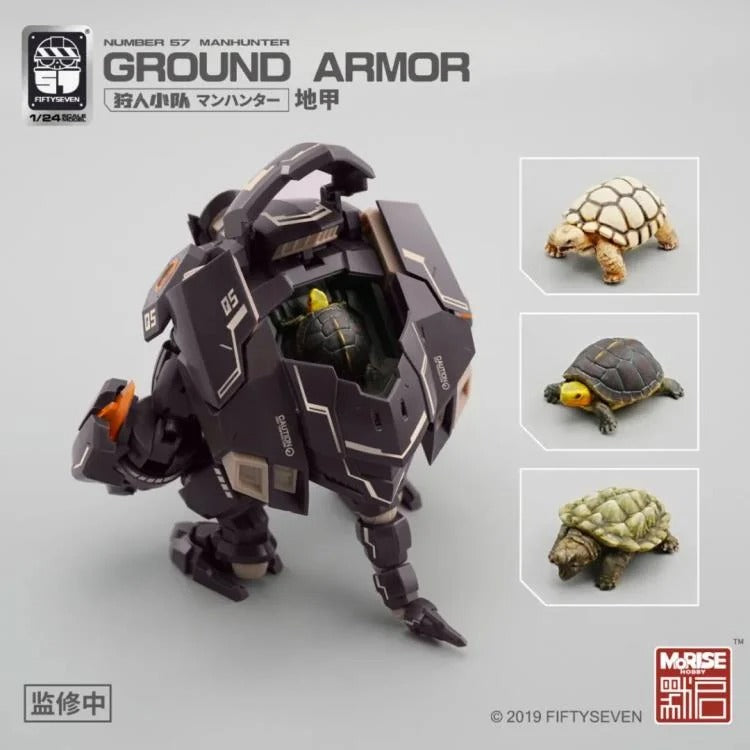From MoRise Hobby comes the Manhunter Ground Armor 1/24 scale model kit. This detailed model kit is highly articulated and features a robotic turtle inspired design that comes fully packed with an impressive arsenal of weapons. Don't miss out on adding this fun model kit to your collection!