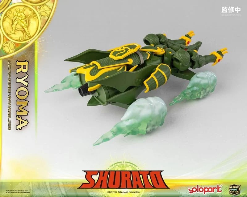 From the classic anime series Legend of Heavenly Sphere Shurato comes a new entry in the popular AMK PRO X series: Ryoma! Featuring a new streamlined design, this model kit includes multiple accessories and armor pieces along with his trademark Mecha vehicle! Don't miss out and order yours today!