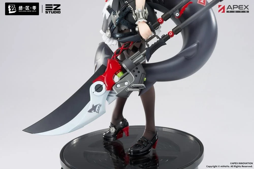 From the popular Zenless Zone Zero video game comes the Ellen Joe 1/7 scale figure by Apex Toys! This impressive figure displays Ellen Joe in her Victoria Housekeeping outfit as she holds her memorable weapon in one hand while in a popular pose. The various details of the character have been captured in 3D figure form, including Ellen's iconic shark tail and love for sweet treats.