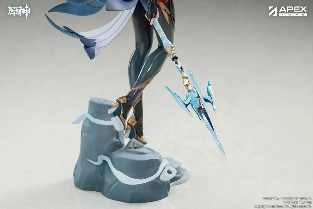 From the popular Genshin Impact video game comes the Shenhe (Lonesome Transcendance Ver.) 1/7 scale figure by Apex Toys! Shenhe is displayed in her memorable outfit from the game while standing on a rock base as she holds her signature weapon Calamity Queller in an iconic pose. This figure is just under 12 inches in height and is intricately detailed to capture the various elements of the character from the game in figure form!