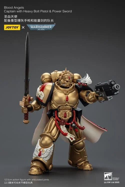 Lead the charge with the JoyToy Warhammer 40k Blood Angels Captain, armed with a Heavy Bolt Pistol and a gleaming Power Sword. This 1/18 scale figure captures the valor, discipline, and striking detail of the Blood Angels Chapter, perfect for collectors and fans of the Imperium’s finest.