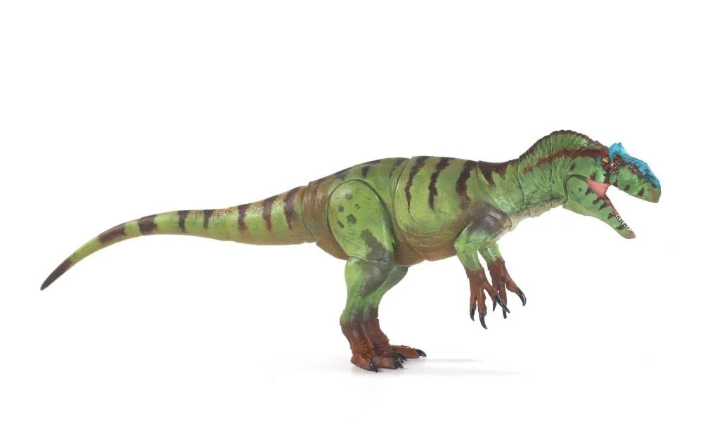 One of Creative Beast Studio’s biggest claims to fame is their Beasts of the Mesozoic figure collection. The Mesozoic Era comprises the Triassic, Jurassic, and Cretaceous periods of geological time, and the creature figures featured in the series include dinosaurs that lived during that time.
Figure measures 10 inches (25.4cm) long and features 22 points of articulation, 3 sets of interchangeable feet, posing wire in the tail end, and an adjustable clear plastic display base with rubber pad.