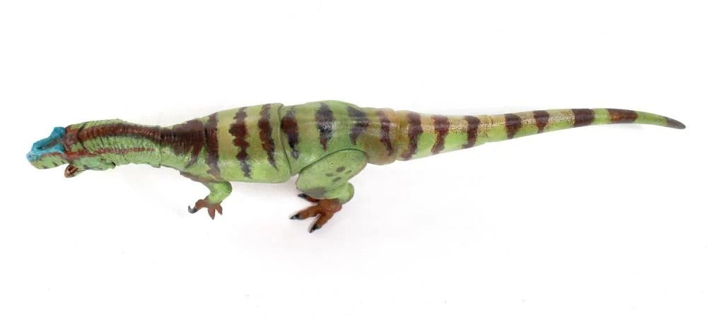 One of Creative Beast Studio’s biggest claims to fame is their Beasts of the Mesozoic figure collection. The Mesozoic Era comprises the Triassic, Jurassic, and Cretaceous periods of geological time, and the creature figures featured in the series include dinosaurs that lived during that time.
Figure measures 10 inches (25.4cm) long and features 22 points of articulation, 3 sets of interchangeable feet, posing wire in the tail end, and an adjustable clear plastic display base with rubber pad.