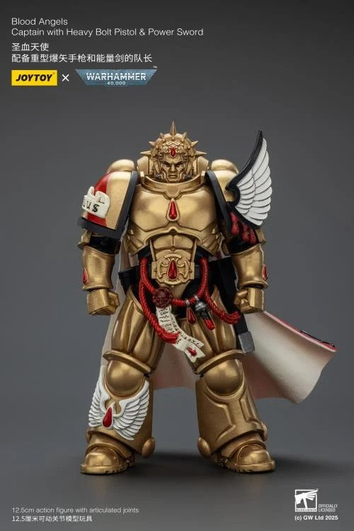 Lead the charge with the JoyToy Warhammer 40k Blood Angels Captain, armed with a Heavy Bolt Pistol and a gleaming Power Sword. This 1/18 scale figure captures the valor, discipline, and striking detail of the Blood Angels Chapter, perfect for collectors and fans of the Imperium’s finest.