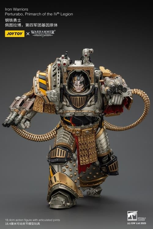 Experts at breaking sieges and assaulting enemy fortifications, the Iron Warriors, led by the Primarch Perturabo, chose to ally with the Mad Warmaster during his heretical war-march towards Sol and the Emperor. Eternal rivals to the favored Imperial Fists and seemingly overlooked at every turn despite their sacrifices, the vicious rage and jealously that burned within Perturabo erupted into an inferno that led his Iron Warriors to decimate and burn entire worlds.