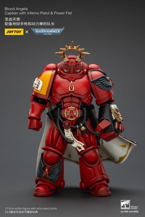 Lead your Blood Angels to glory with this highly detailed 1/18 scale action figure of the Captain, armed with a blazing Inferno Pistol and a crushing Power Fist. Crafted by JoyToy in collaboration with Games Workshop, this figure captures the fierce nobility and battle-ready stance of the Blood Angels Chapter. Perfect for display or dynamic posing on the battlefield!