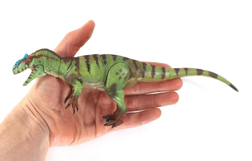 One of Creative Beast Studio’s biggest claims to fame is their Beasts of the Mesozoic figure collection. The Mesozoic Era comprises the Triassic, Jurassic, and Cretaceous periods of geological time, and the creature figures featured in the series include dinosaurs that lived during that time.
Figure measures 10 inches (25.4cm) long and features 22 points of articulation, 3 sets of interchangeable feet, posing wire in the tail end, and an adjustable clear plastic display base with rubber pad.