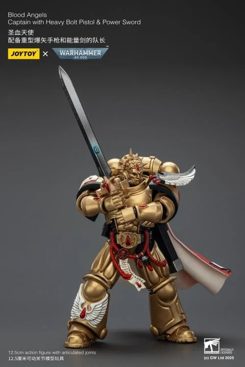 Lead the charge with the JoyToy Warhammer 40k Blood Angels Captain, armed with a Heavy Bolt Pistol and a gleaming Power Sword. This 1/18 scale figure captures the valor, discipline, and striking detail of the Blood Angels Chapter, perfect for collectors and fans of the Imperium’s finest.