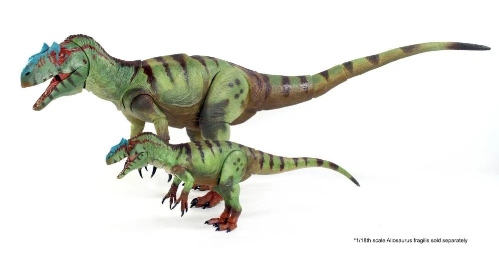 One of Creative Beast Studio’s biggest claims to fame is their Beasts of the Mesozoic figure collection. The Mesozoic Era comprises the Triassic, Jurassic, and Cretaceous periods of geological time, and the creature figures featured in the series include dinosaurs that lived during that time.
Figure measures 10 inches (25.4cm) long and features 22 points of articulation, 3 sets of interchangeable feet, posing wire in the tail end, and an adjustable clear plastic display base with rubber pad.