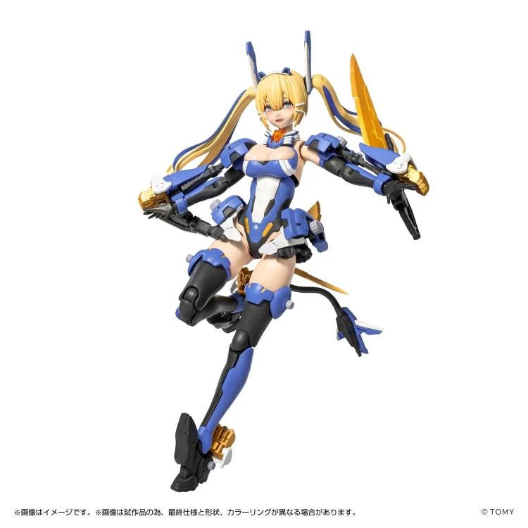 A collaborative project with Kotobukiya Co., Ltd., the pioneer of the current cute girl plastic model market! The team responsible for the prototype design of Kotobukiya's beautiful girl plastic models and HMM Zoids is in charge.
Each part's mechanisms and connections adhere to the latest specifications of “Frame Arms Girl.” The size is also the same (1/10 scale) and compatible for mixing and matching!