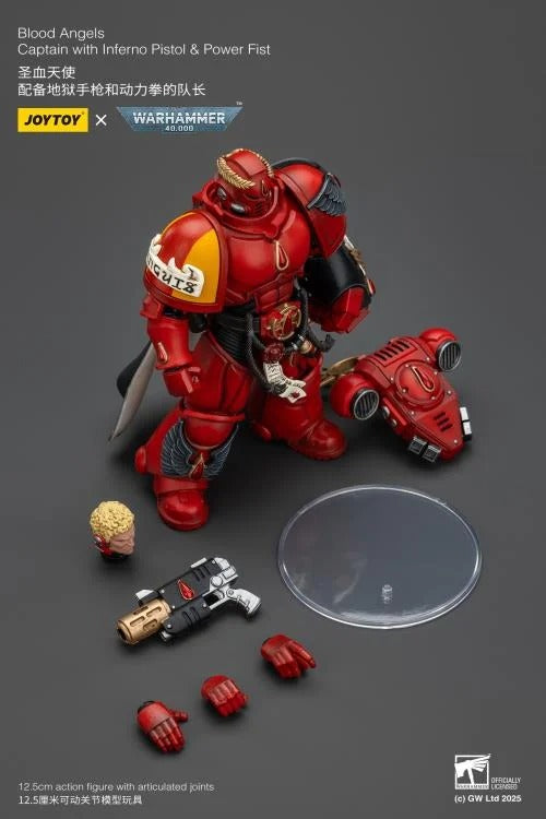 Lead your Blood Angels to glory with this highly detailed 1/18 scale action figure of the Captain, armed with a blazing Inferno Pistol and a crushing Power Fist. Crafted by JoyToy in collaboration with Games Workshop, this figure captures the fierce nobility and battle-ready stance of the Blood Angels Chapter. Perfect for display or dynamic posing on the battlefield!