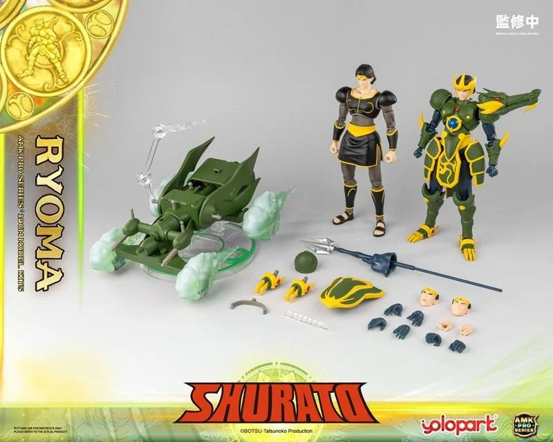 From the classic anime series Legend of Heavenly Sphere Shurato comes a new entry in the popular AMK PRO X series: Ryoma! Featuring a new streamlined design, this model kit includes multiple accessories and armor pieces along with his trademark Mecha vehicle! Don't miss out and order yours today!