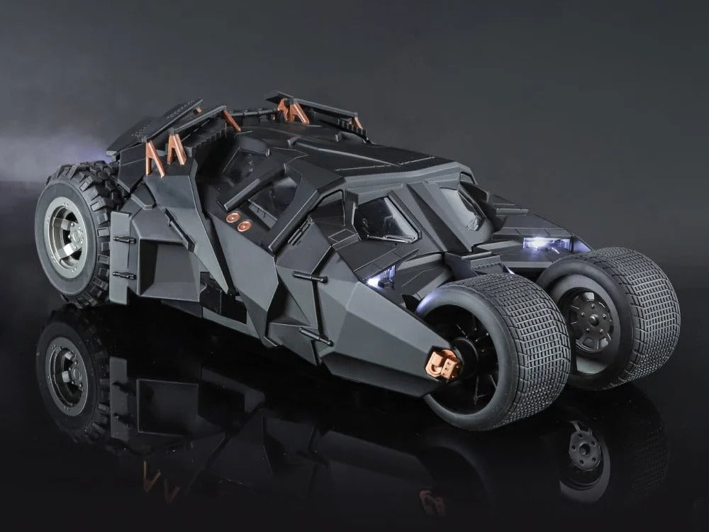Yuanye and QY Toys are proud to present a 1/24 scale die-cast model of the Tumbler from The Dark Knight trilogy! This Batmobile features LED headlights, engine sound and exhaust light sound effects, a manual opening cockpit canopy and so much more! This highly detailed Batmobile is sure to be the perfect addition to any Batman collection so order yours today!