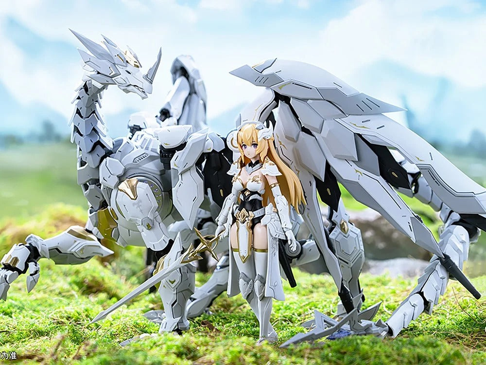 Souling Toys proudly presents the highly anticipated Daytime Meteor model kit. This kit features a dragon and his rider as well short art book featuring the characters and their fantasy world.
Once assembled the dragon is just over 24 inch in length with a wingspan just under 34 inches. The prebuilt diecast joints help to support the giant body. The multi joints in neck and tail provide flexibility for posing. The joint locks located at the wing can keep the wing in place even while extended.