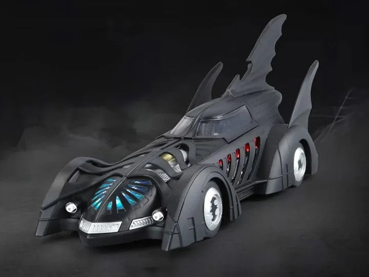Yuanye and QY Toys present a 1/18 scale die-cast model of the Batmobile from the Batman Forever film. This Batmobile features LED headlights and the engine can also spew fog to recreate the engine igniting and accelerating. This highly detailed Batmobile is sure to be the perfect addition to any Batman collection!