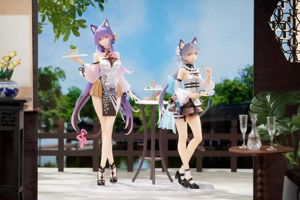 Based on the Vsinger characters comes the Luo Tianyi & Mo Qingxian (Tea Time Melody Dual version) 1/7 scale figure set by AniMester! These highly detailed figures display the two characters in cute outfits as they get set to have some tea and treats. This dual version includes a base for displaying both figures at once, as well as a small table for holding their tea time treats. Don't miss out on adding these figures to your collection!