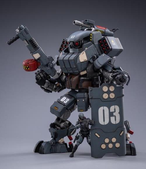 Joy Toy military vehicle series continues with the Iron Wrecker 03 Urban Warfare Mecha and pilot figure! JoyToy, each 1/25 scale articulated military mech and pilot features intricate details on a small scale and comes with equally-sized weapons and accessories.