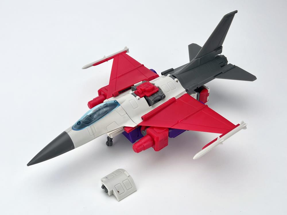 From Fans Hobby comes the Master Builder MB-23 Destroyer converting robot. This robot features a red, white and purple color scheme and can convert into a jet plane. This highly detailed Destroyer figure is a terrific addition to any collection.