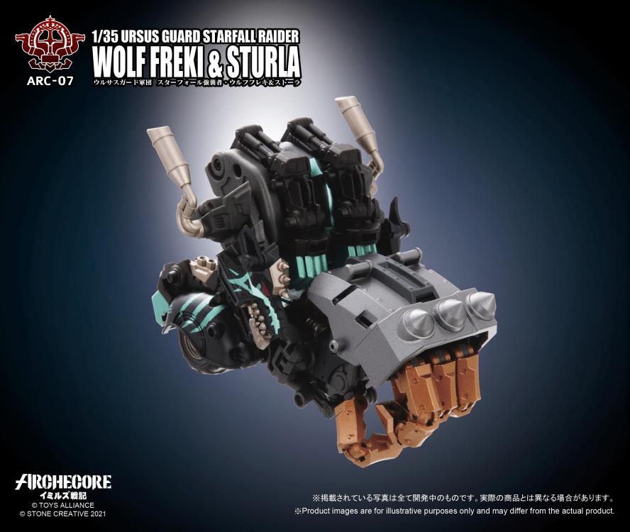The 1/35 scale Archecore - Saga of Ymirus world of military figures, vehicles, and accessories continues with this ARC-07 Ursus Guard Wolf Freki and Sturla figures!