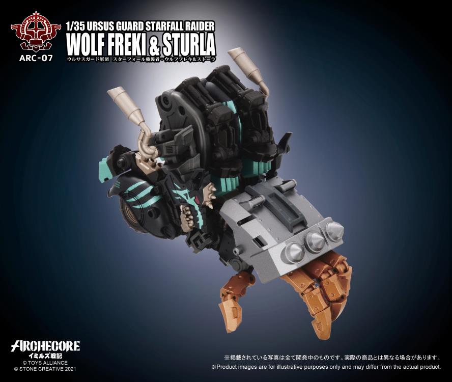The 1/35 scale Archecore - Saga of Ymirus world of military figures, vehicles, and accessories continues with this ARC-07 Ursus Guard Wolf Freki and Sturla figures!