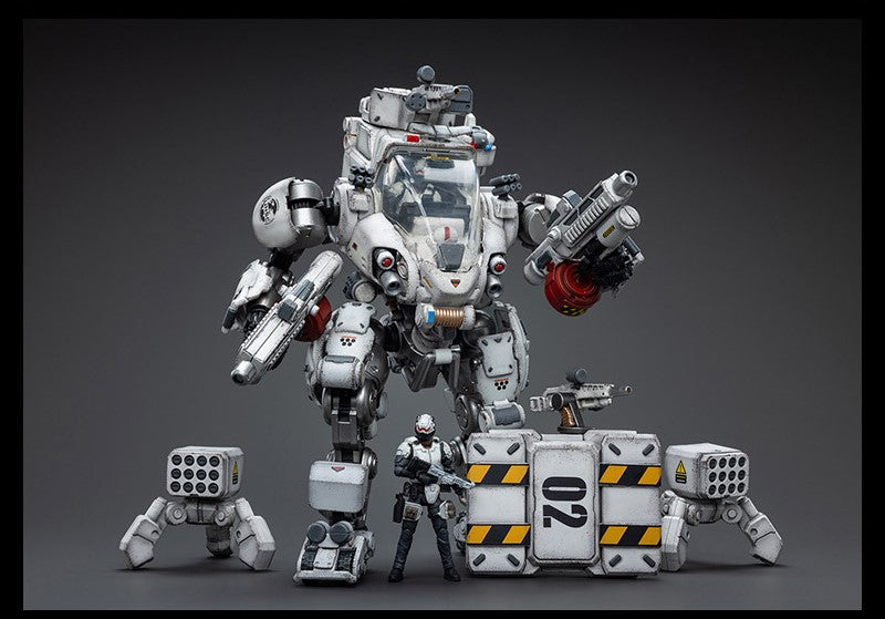 Joy Toy's military vehicle series continues with the Tiekui Dual Pilot Mecha and pilot figures! Each 1/25 scale articulated military mech and pilot features intricate details on a small scale and comes with equally-sized weapons and accessories.