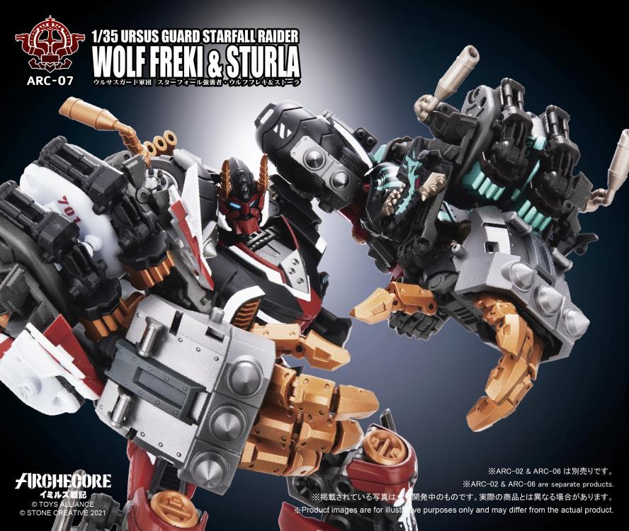 The 1/35 scale Archecore - Saga of Ymirus world of military figures, vehicles, and accessories continues with this ARC-07 Ursus Guard Wolf Freki and Sturla figures!