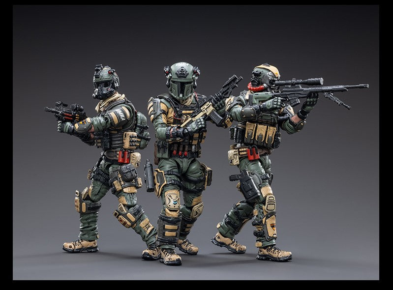 From Joy Toy, this Spartan Squad Soldier set of 3 figures is incredibly detailed in 1/18 scale. Each JoyToy figure is highly articulated and includes weapon accessories as well as several pieces of removable armor.