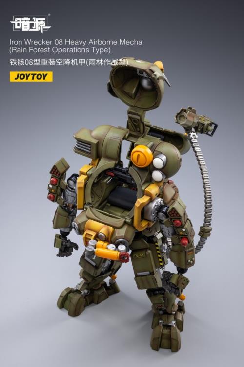 Joy Toy Dark Source Iron Wrecker 08 Heavy Airborne Mecha (Rain Forest Operations Type) 1/25 Scale Action Figure JT2214. JoyToy military vehicle series continues with the Iron Wrecker 08 Heavy Airborne Mecha (Rain Forest Operations Type) and pilot figure!